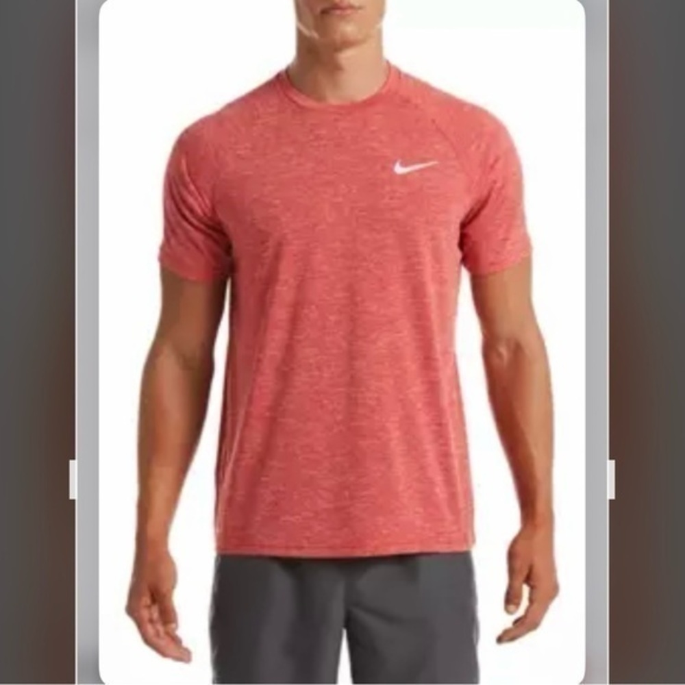 Nike  Heather Short Sleeve Hydroguard Swim T-Shirt in UNIVERSITY RED Size S